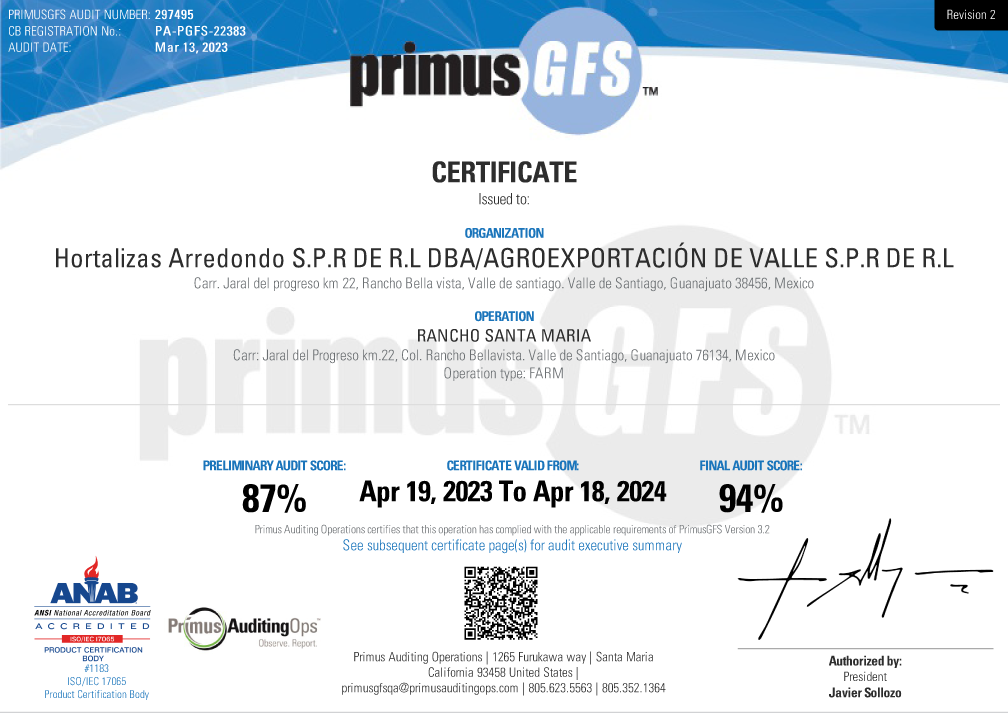 Hortalizas-Arredondo---Farm-PGFS-Certification